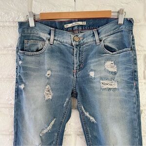 ZARA WOMAN Premium Denimwear Collection Ripped Blue Jeans SZ 6